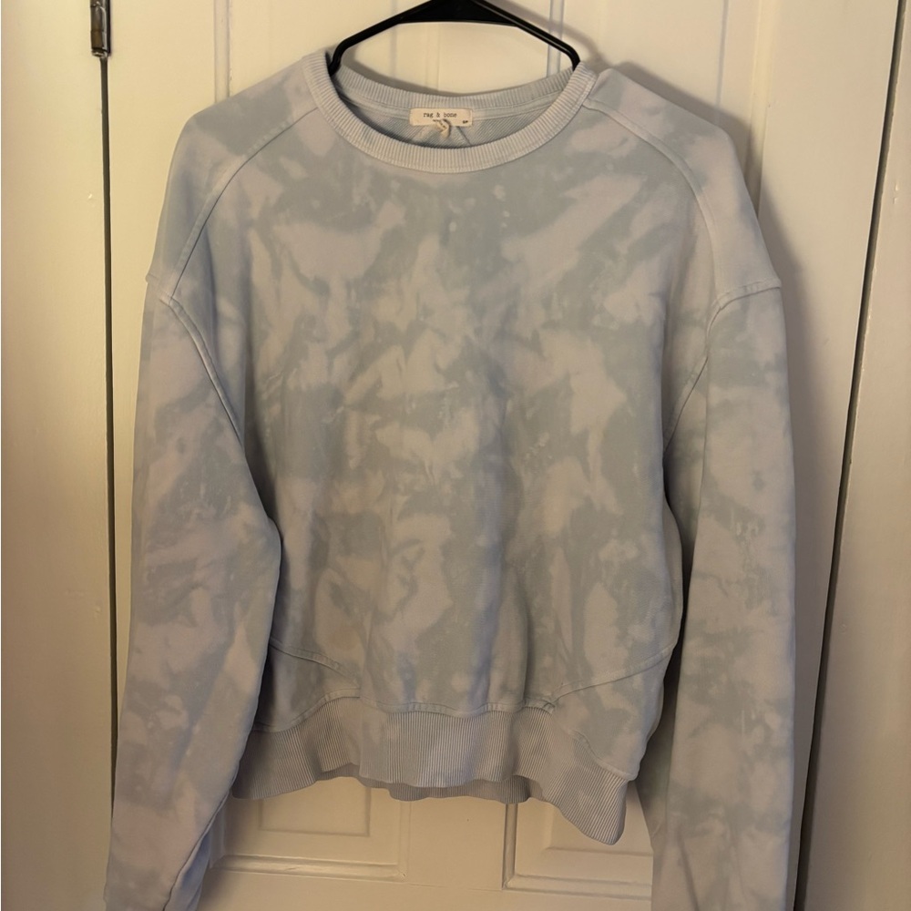 rag & bone Light Blue Tie-Dye Crew Neck Sweater
